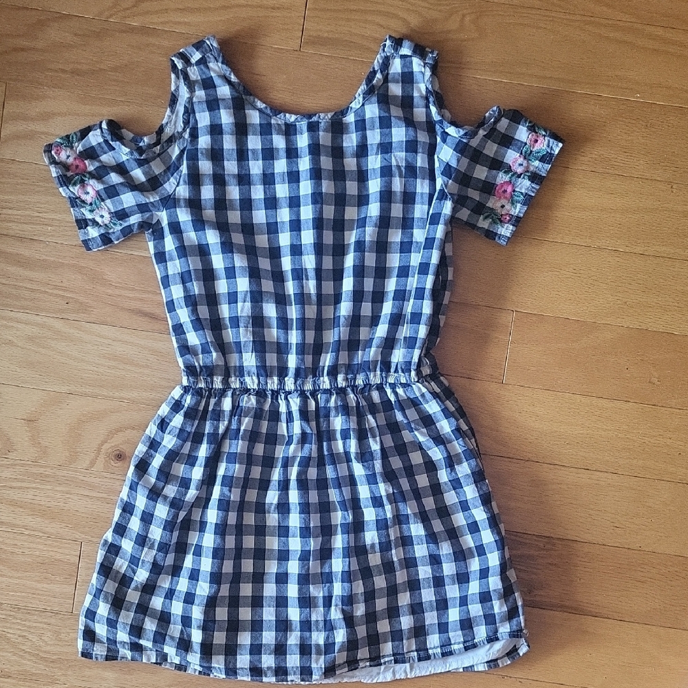 Abercrombie Kids Blue and White Smocked Cold Shoulder Sundress Spring/Summer